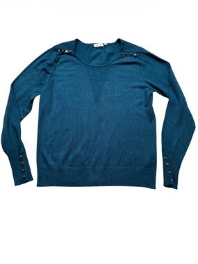 Laura Women's Dark Teal Sweater Shoulder Button Details Size Medium
